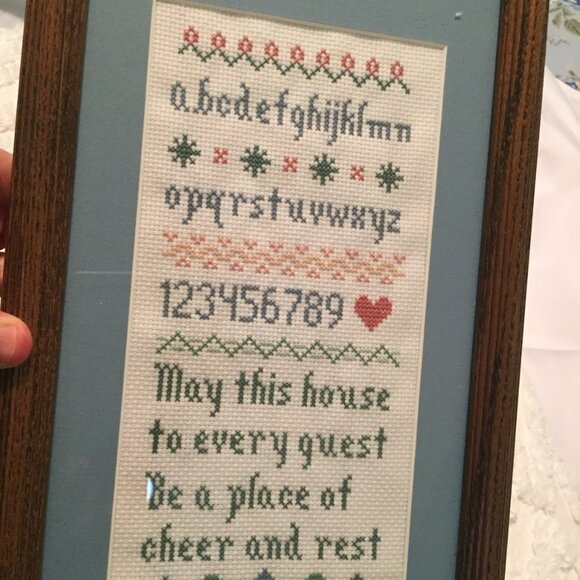 Cute Framed Sampler Picture...May This House...8" x 14" - Picture 2 of 6